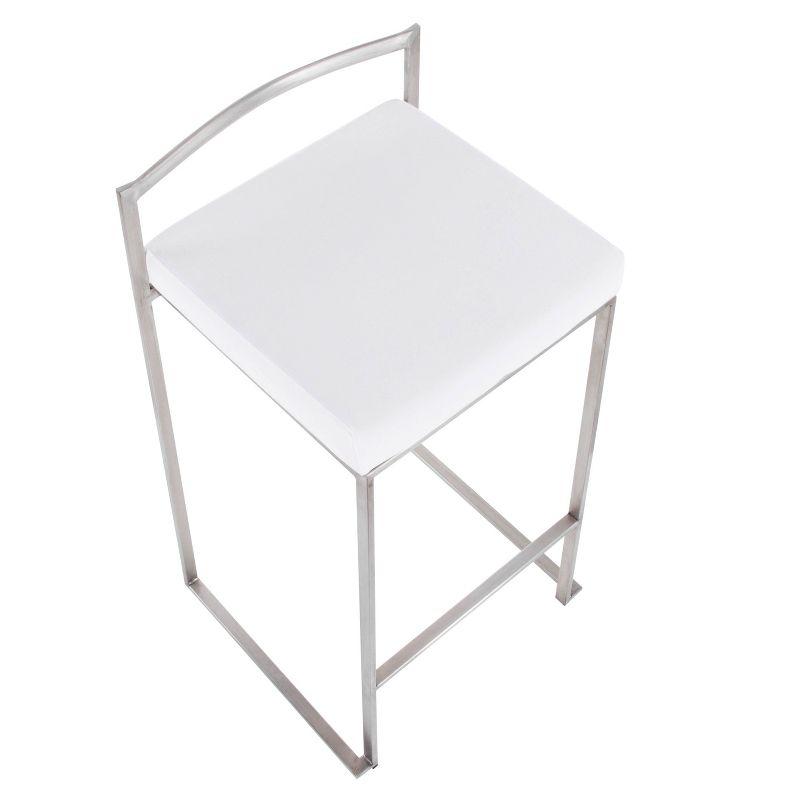 Set of 2 Fuji Contemporary Stackable Barstools White: Velvet Upholstery, 27.75" Seat Height - LumiSource