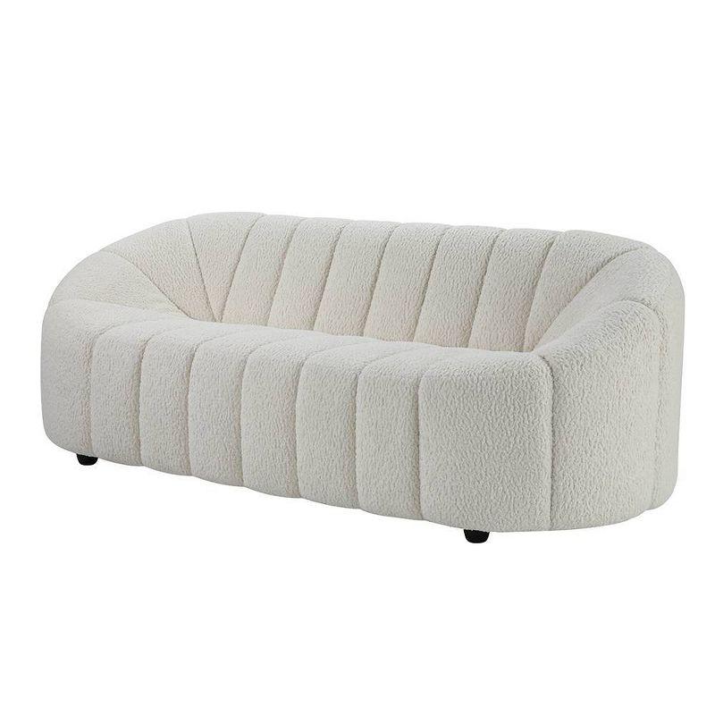 83" Osmash Sofa White Teddy Faux Shearling - Acme Furniture: Plush Upholstery, Wood Frame, Includes 2 Accent Pillows