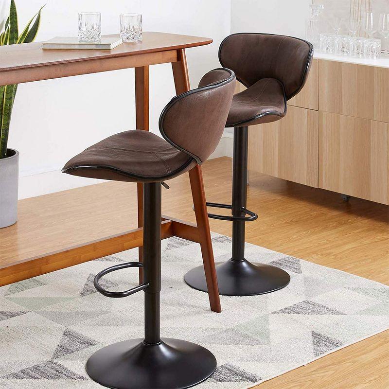 Kappa Vintage Brown Faux Leather Adjustable Swivel Barstool