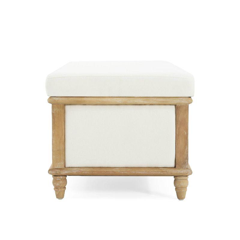 Christopher Knight Home Abilene Storage Ottoman - Beige: Linen Upholstered, Wood Frame, Rectangular Shape, 250lbs Capacity