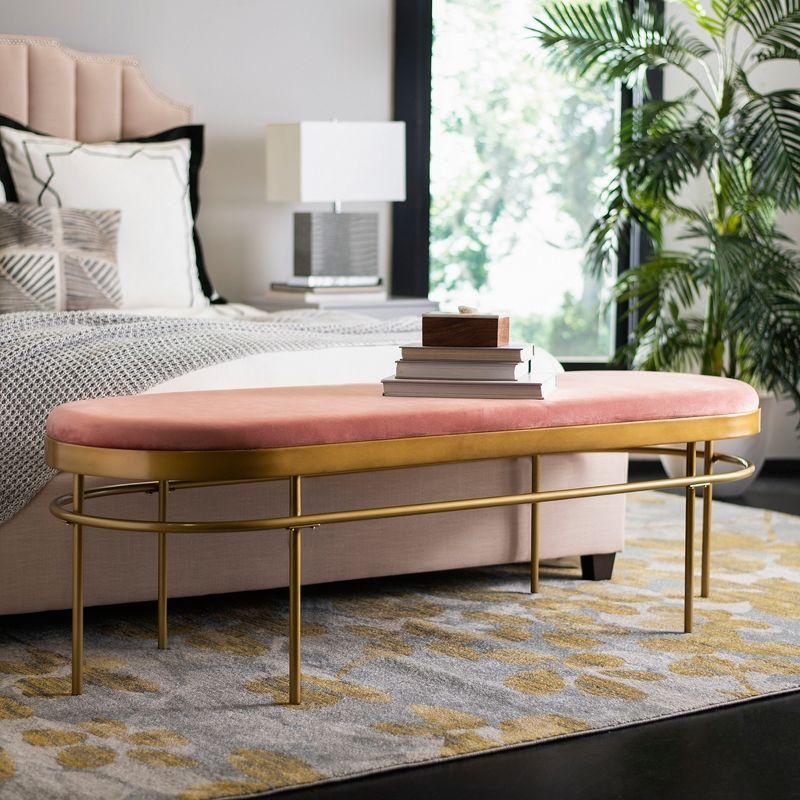 Sylva Dusty Rose Velvet Oval Bench with Gold Metallic Finish