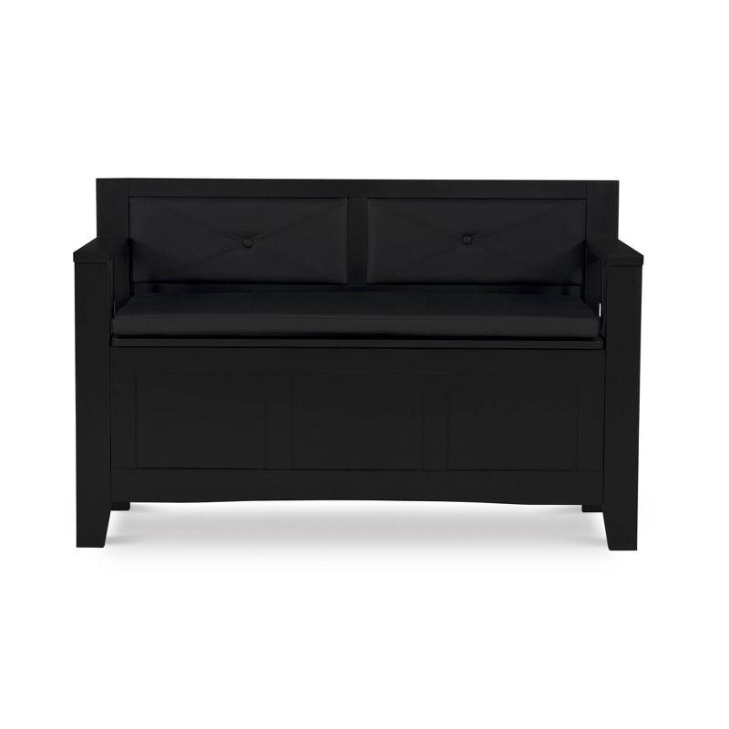 Carlton 44.5'' Black Faux Leather & Ash Wood Storage Bench