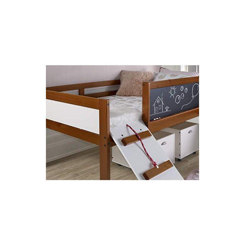 Espresso Pine Twin Loft Bed with Storage and Slide