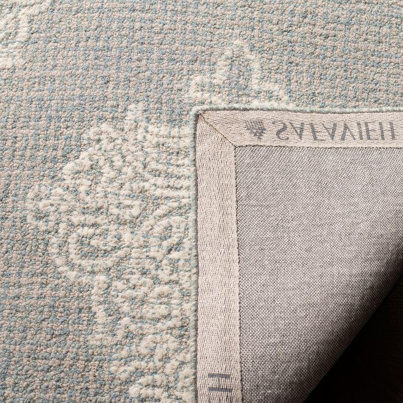 Abstract ABT523 Handmade Indoor Area Rug - Aqua/Ivory - 6'x6' - Safavieh