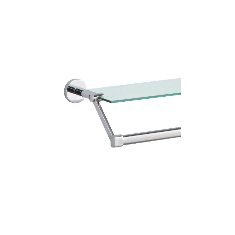 Mounted Glass Shelf with Towel Bar Chrome - Organize It All: Wall-Mounted Storage, Metal Frame, No Tools Assembly