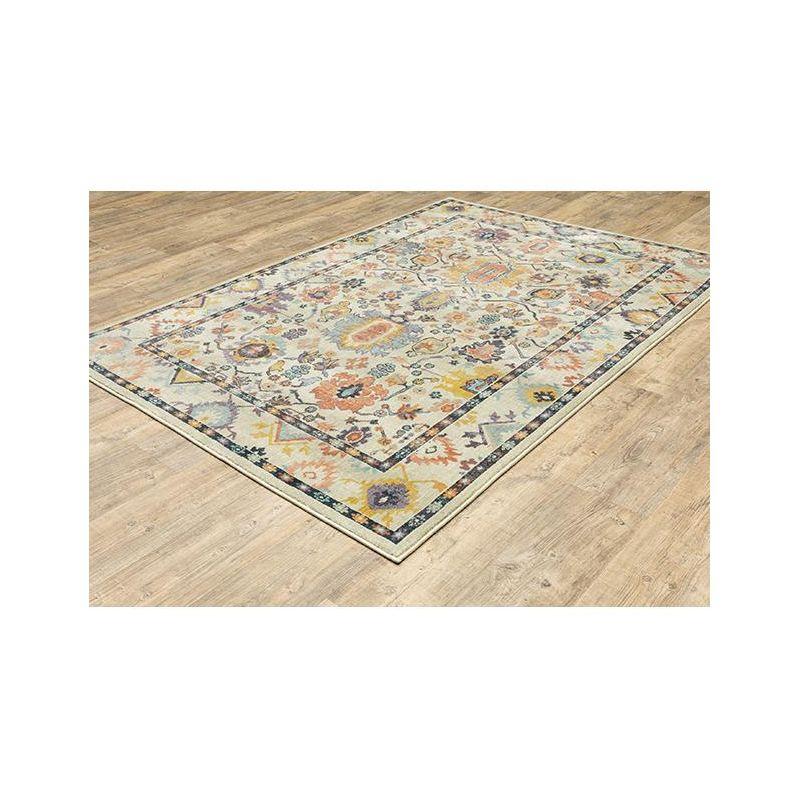 Xanadu Beige and Blue Synthetic Area Rug