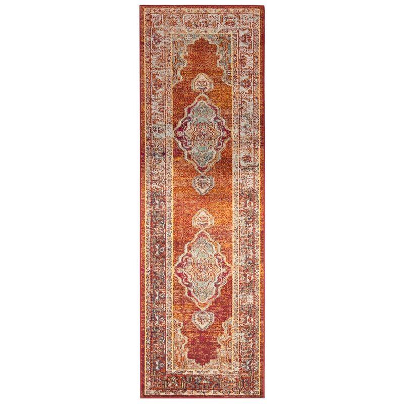 Crystal CRS500 Power Loomed Runner Rug - Orange/Light Blue - 2'2"x11' - Safavieh.