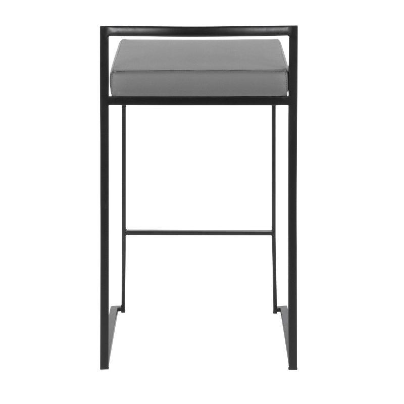 LumiSource Set of 2 26" Fuji Contemporary Counter Height Barstools Gray: Padded, Metal Frame, Stackable