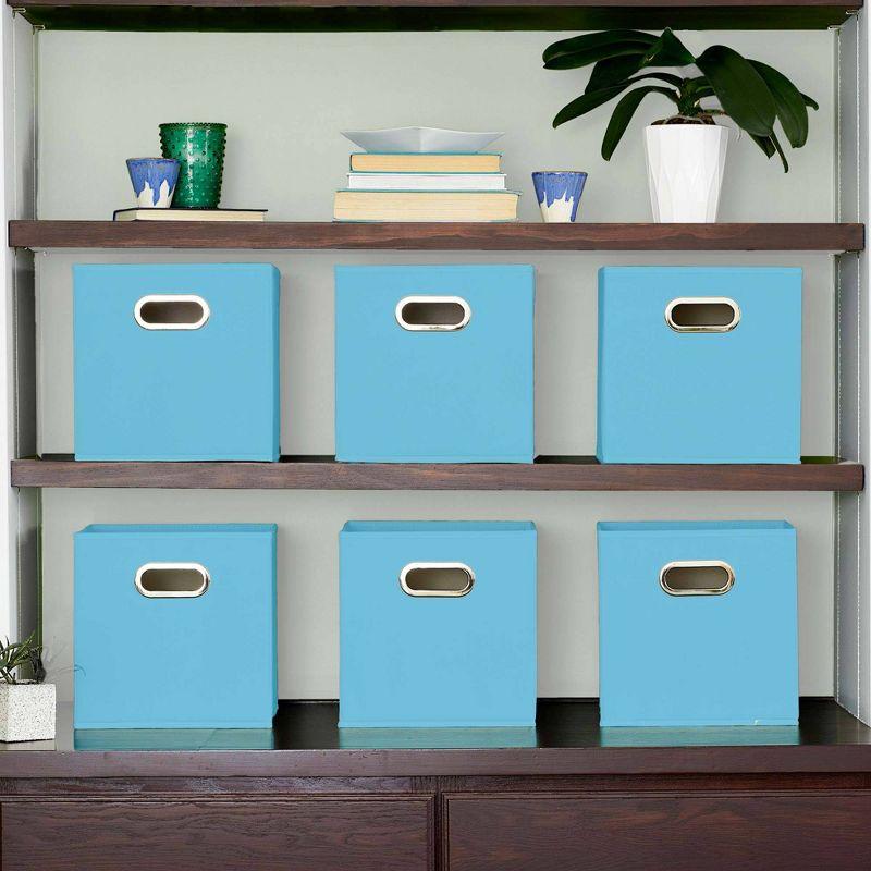 Household Essentials 11" Set of 6 Storage Bins Carolina Blue