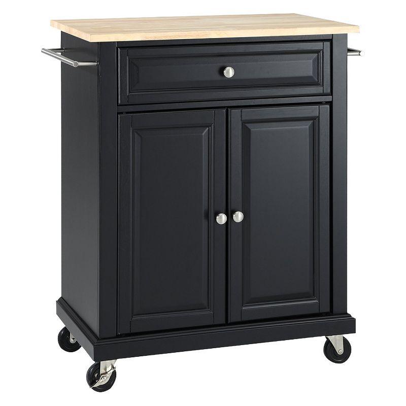 Wood Top Portable Kitchen Cart Wood/Black - Crosley: Traditional Farmhouse Design, Adjustable Shelf, Wheeled Storage Island