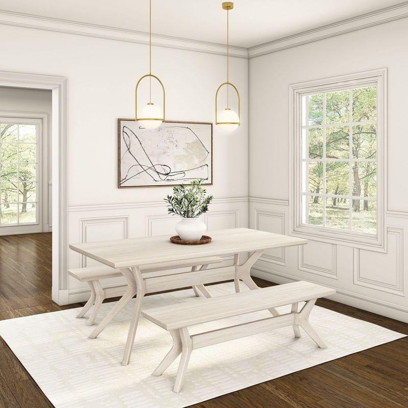 Plank+Beam 72" Verso Rectangular Dining Table for 6, Solid Wood Cross Leg Kitchen Table, White Sand