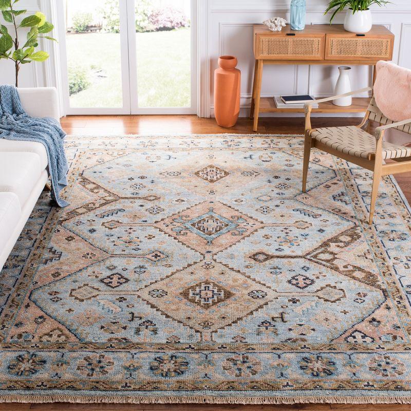 Samarkand SRK127 Hand Knotted Area Rug - Light Blue/Beige - 8'9"x11'9" - Safavieh.
