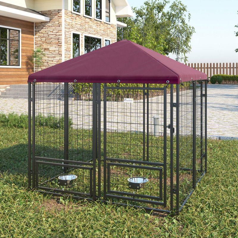 PawHut Lockable Dog House Kennel with Water-resistant Roof