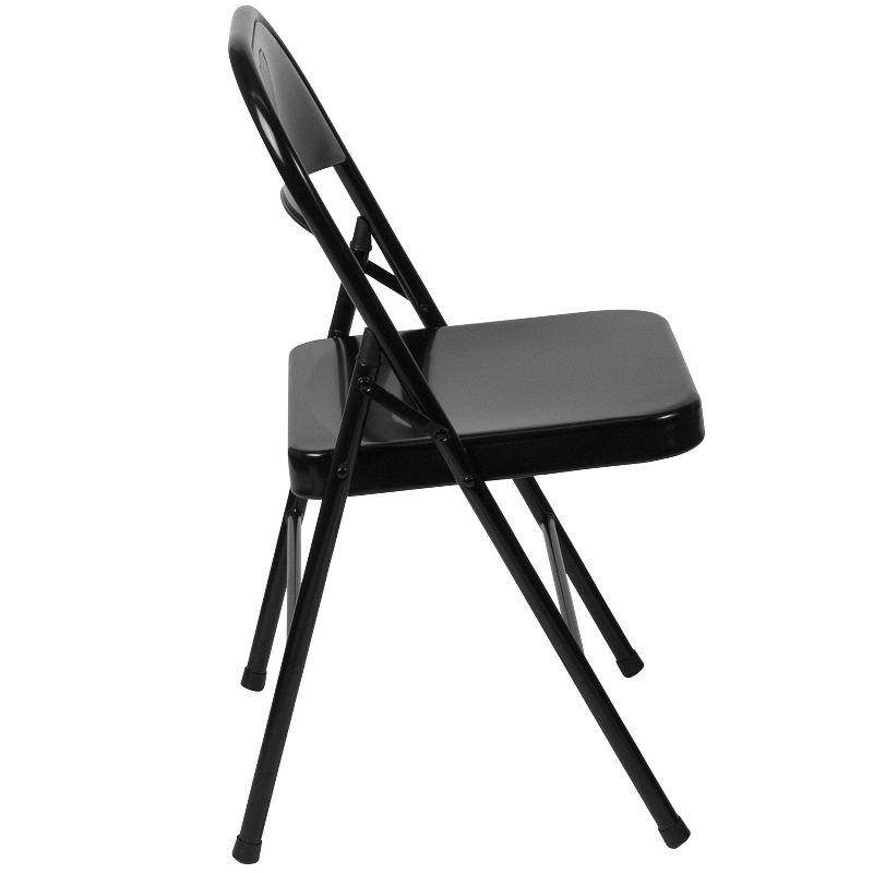 Black 18 Gauge Steel Mid-Back Folding Chair with Cushions