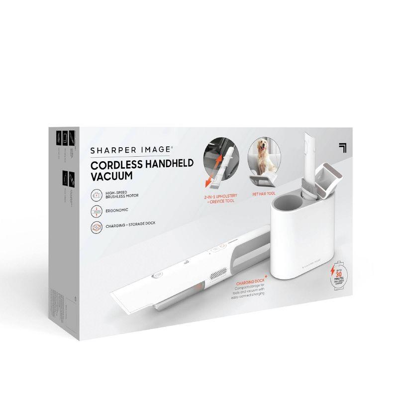 Sharper Image Handheld Vacuum with High-Speed 120W Brushless Motor, Cordless White: Portable, Bagless, HEPA Filter, Multi-Surface