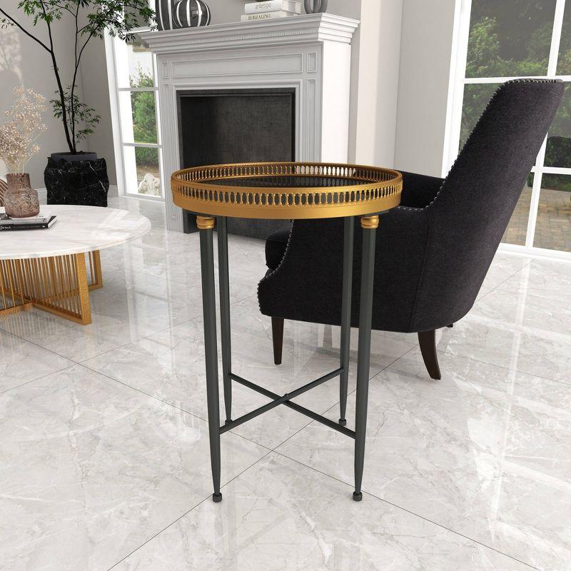 Traditional Iron Accent Table Black - Olivia & May