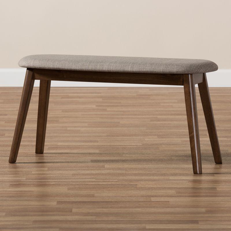 Baxton Studio Easton Mid Century Modern Walnut Finished Wood Fabric Upholstered Bench: Bedroom & Dining Seating