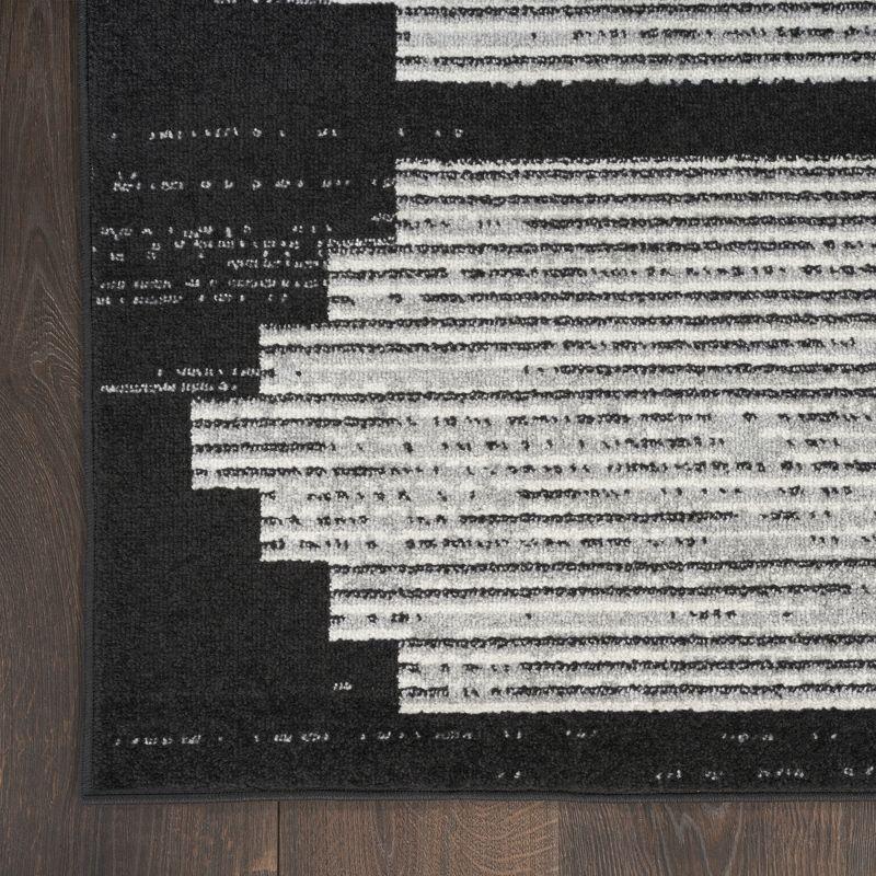 Geometric Bliss Black & Grey Synthetic 6' x 9' Area Rug