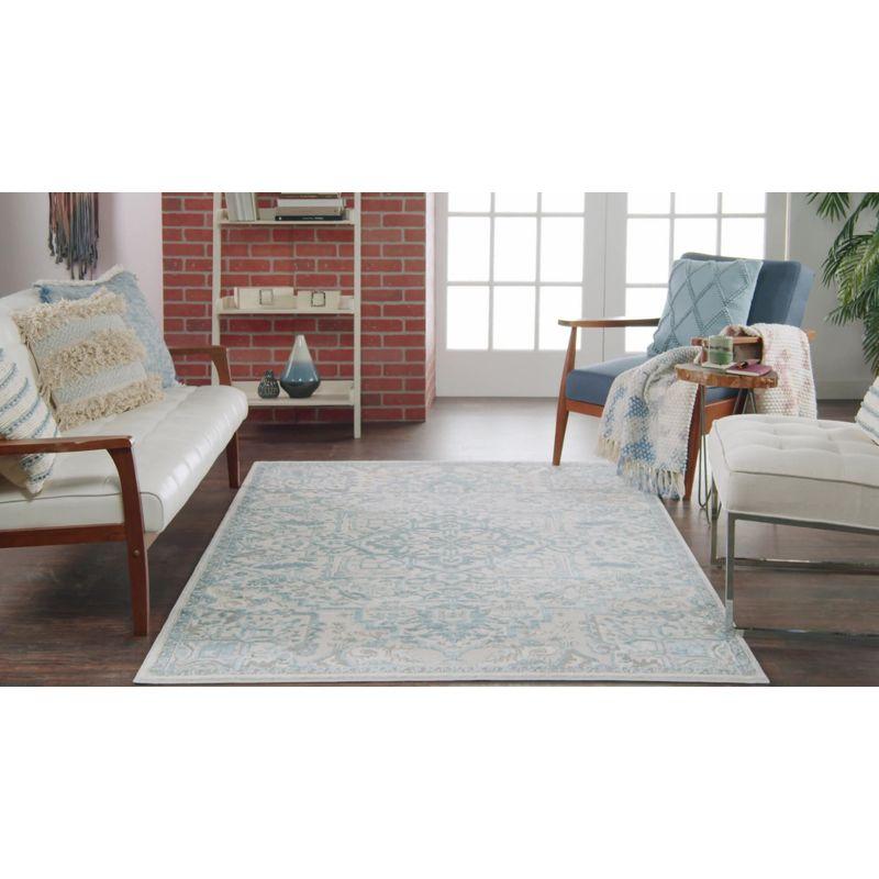 Nourison Elation Bohemian Medallion Indoor Rug Ivory Blue 4' x 6'