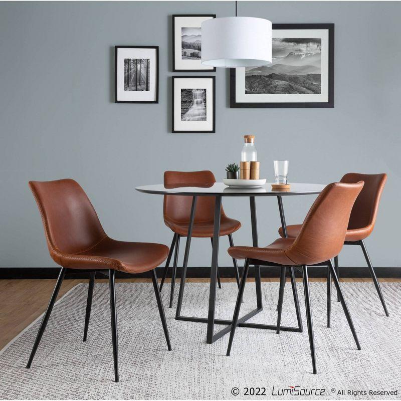 Set of 2 Durango Dining Chairs Black/Cognac: Vintage Faux Leather, Metal Legs - LumiSource