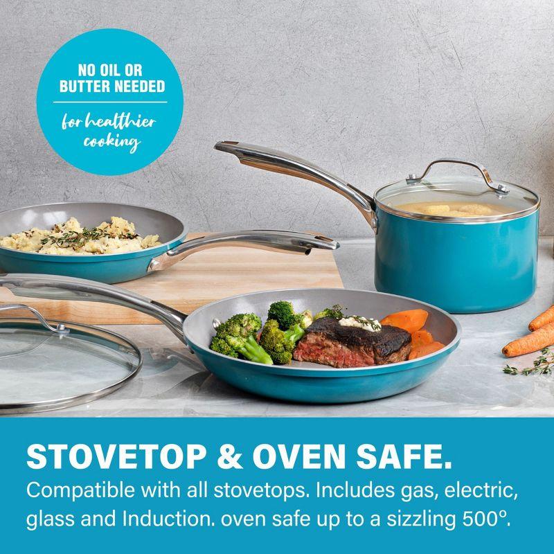 Gotham Steel Aqua Blue 3 QT Nonstick Sauce Pan with Glass Lid