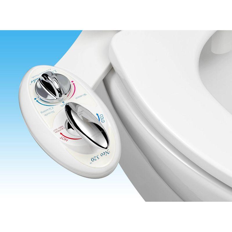 Hot And Cold Water, Self-Cleaning, Dual Nozzle, Non-Electric Bidet Attachment For Toilet Seat, Adjustable Water Pressure, Rear And Feminine Wash, Lever Control