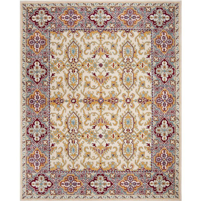 Ivory and Blue Hand-Tufted Wool 8' x 10' Area Rug