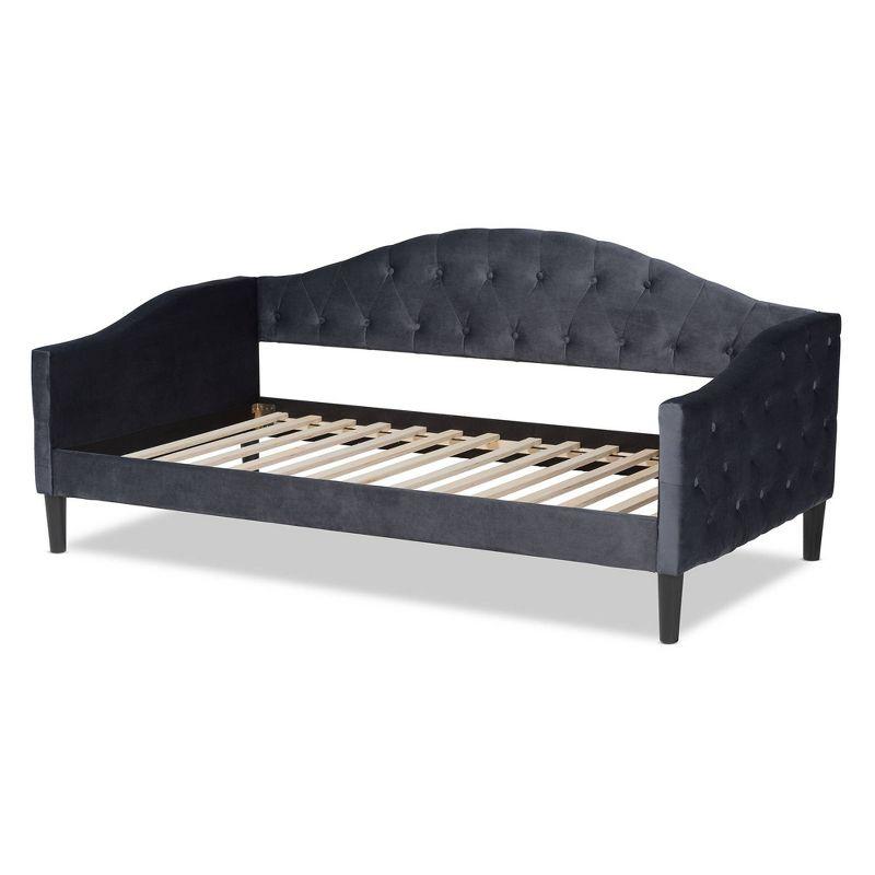 Benjamin Velvet Fabric Upholstered and Wood Daybed - Baxton Studio