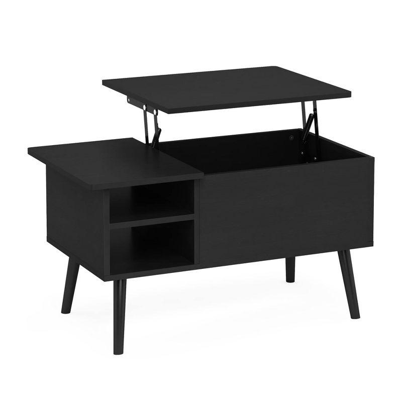 Furinno 35.2" Lift Top Coffee Table Multifunctional Accent Table w/Hidden Compartment and Side Open Storage Shelf Living Room Furniture,Americano