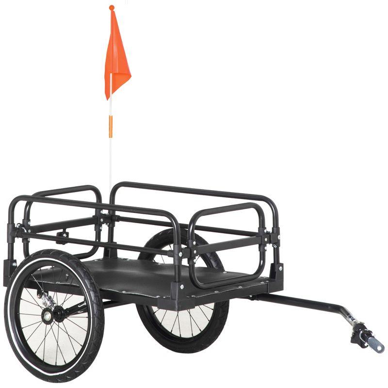 Black Steel Bike Cargo Trailer with 16'' Wheels and Suspension