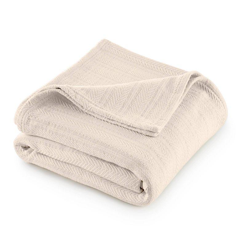 Vellux 100% Cotton Blanket - Soft, Breathable, Cozy & Lightweight Thermal Blanket  All-Season Blanket Perfect for Layering Bed, Couch & Sofa - Hotel Quality