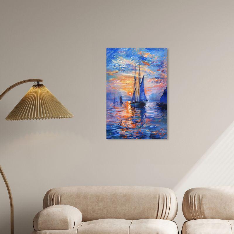 Art Remedy Art Remedy Night Sea Breeze Framed Sailing 1 Piece Canvas Wall Art 57718