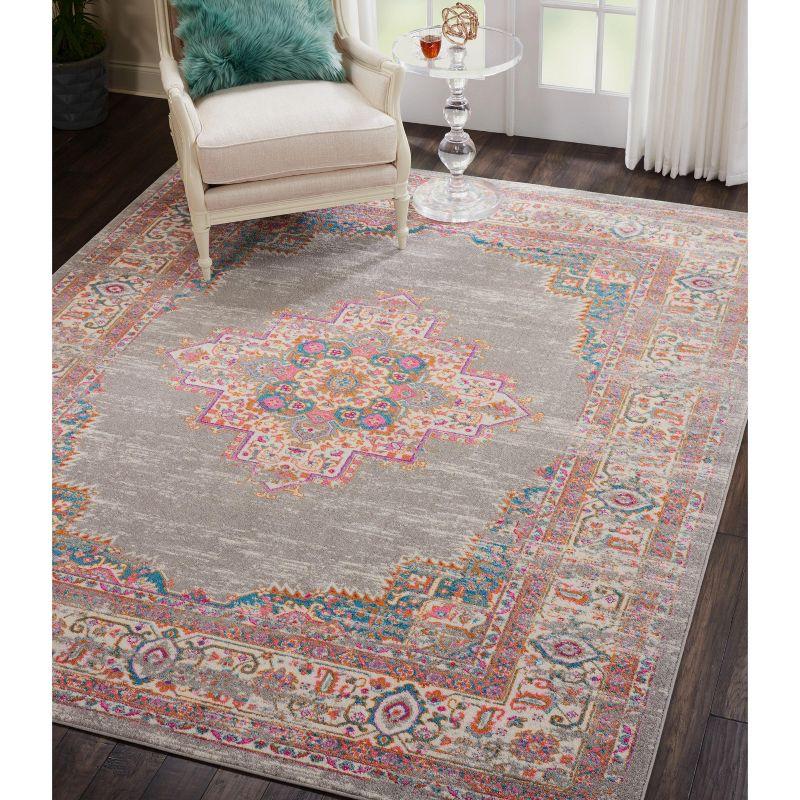 Bohemian Bliss Blue Geometric 9' x 12' Easy-Care Area Rug