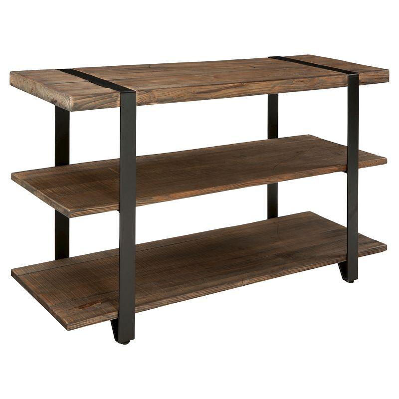 Rustic Natural Wood and Metal Media Console with Storage