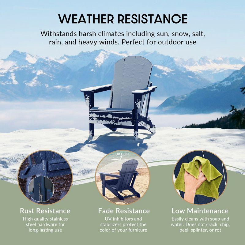WestinTrends Malibu HDPE Outdoor Folding Poly Adirondack Chair (Set of 2), Navy Blue