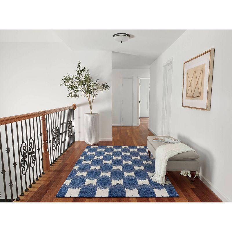 Momeni 5'x8' Leiden Ikat Handtufted Area Rug Navy Blue: Wool, Medium Pile, Classic Pattern, Indoor Use, Rectangle Shape