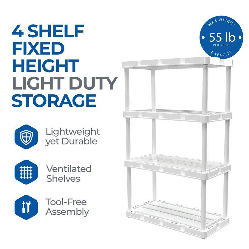 Gracious Living 48" White Solid 4-Shelf Light-Duty Storage Unit