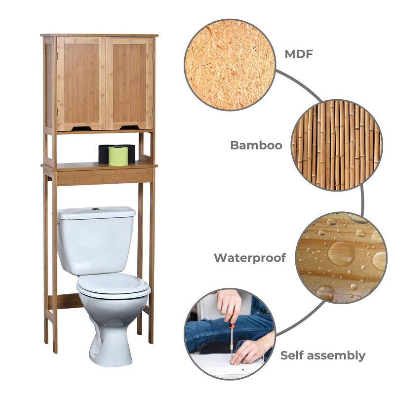 Evideco French Home Goods Over The Toilet Storage Cabinet Bathroom Mahe Bamboo - Wood