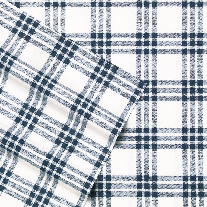 Full Printed Pattern Percale Cotton Sheet Set Navy Plaid - Eddie Bauer