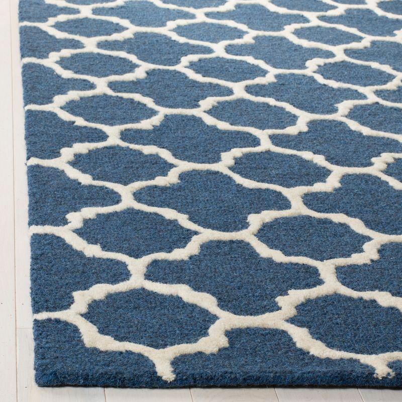 Navy & Ivory Hand-Tufted Wool 8' Square Area Rug