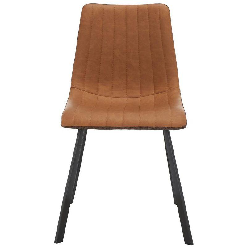 Brown Faux Leather Upholstered Side Chair with Metal Base