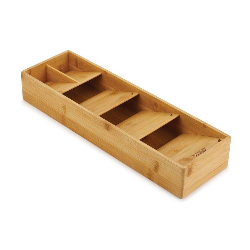 Compact Bamboo Drawer Organizer with Cutlery Icons