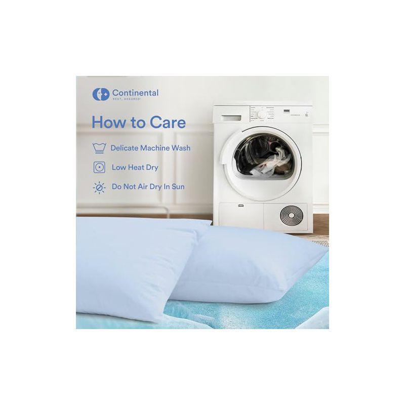 Continental Bedding Cooling Pillow Protector with Zipper Closure - Breathable Polyester/Nylon Fabric Pack of 2 Standard Size