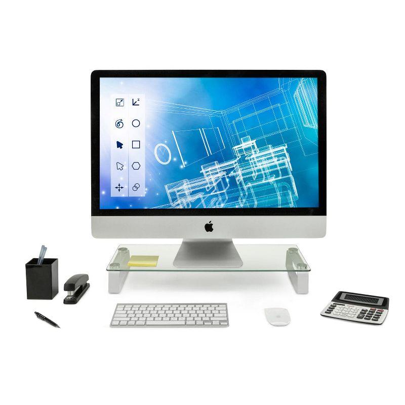 Mount-it Mount-It! Glass Desktop Monitor Stand Riser, 22 Inches Wide Clear Tempered Glass Hold Up to 44 Lbs.