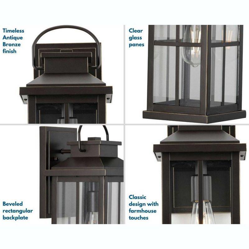 Progress Lighting Williamston 1-Light Antique Bronze Farmhouse Outdoor Large Wall Lantern with Clear Glass Shade