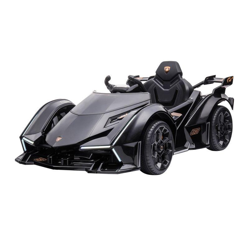 Aosom Kids Ride On Sports Car, 12V Battery Powered Electric Toy, w/ Parent Remote Control, Bluetooth, Horn, Music & LED Headlights Taillights, for 3-6 Years Old, Black