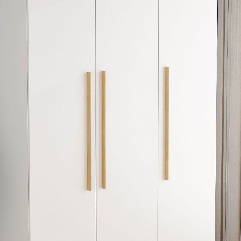 FUFU&GAGA 3-Door White Armoire Clothes Storage Solid Wood Handles Wardrobe