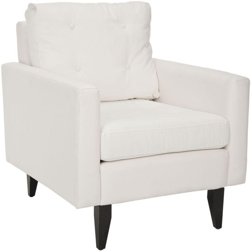 Contemporary White Birchwood Button-Tufted Arm Chair