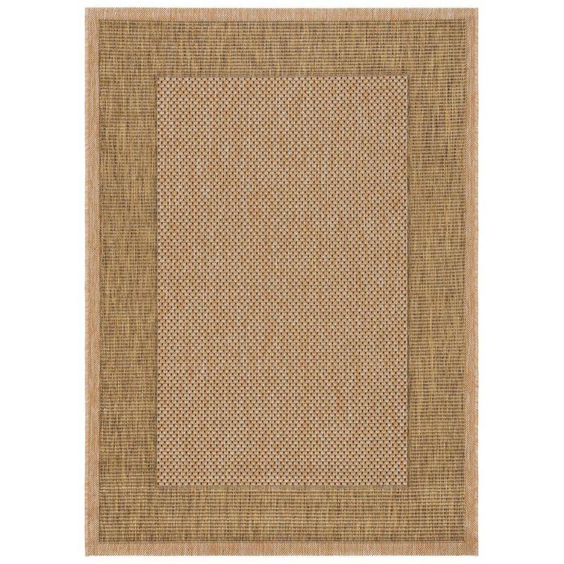 Natural Gold Rectangular Synthetic Indoor Outdoor Area Rug