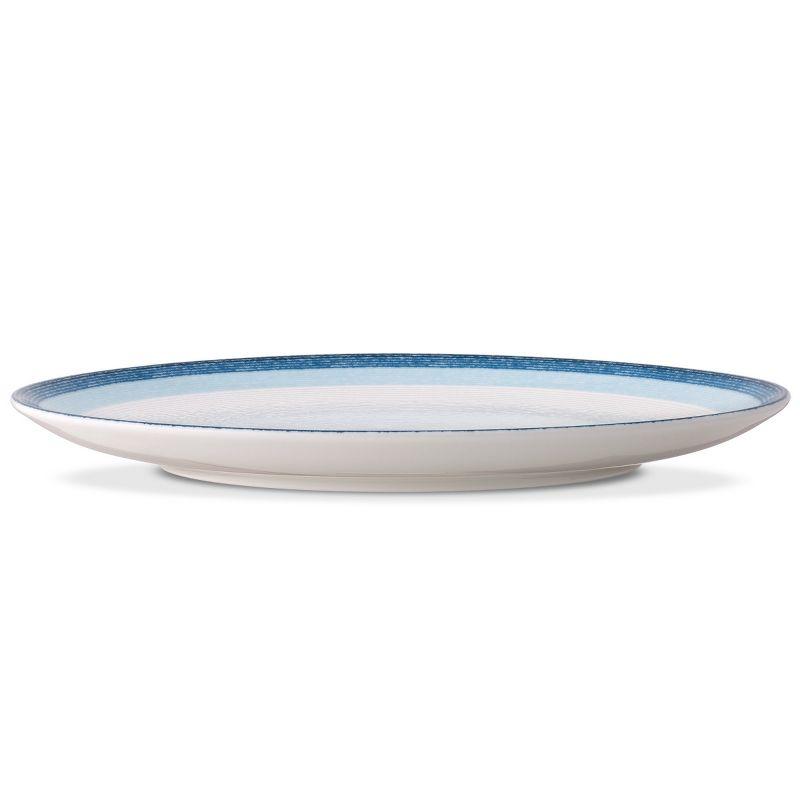 Sky Blue Porcelain Microwave-Safe Dinner Plates, Set of 4